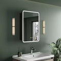 HBEZON LED Lighted Medicine Cabinet, Recessed or Wall-Mounted Bathroom Mirror Cabinet, Anti-Fog, Dimmable, 3 Lighting Modes, Memory Function