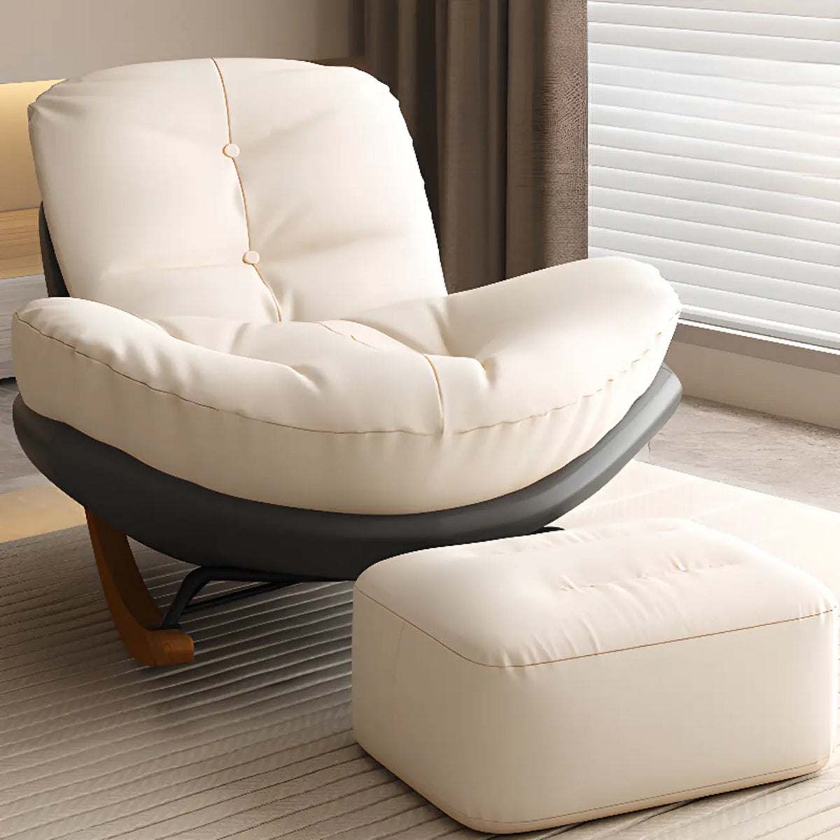 Scandinavian Upholstered Rocking Chair with Optional Ottoman