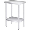COZONY Stainless Steel Work Table (with Lockable Wheels), 2-Tier Metal Utility Prep Table with Adjustable Undershelf for Restaurant Kitchen