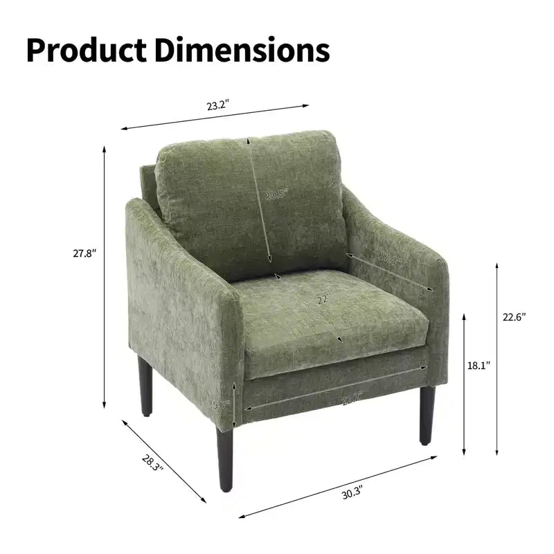 Fauteuil d'appoint en chenille beige/noir/vert/orange, fauteuil incurvé pour 1 personne, canapé individuel