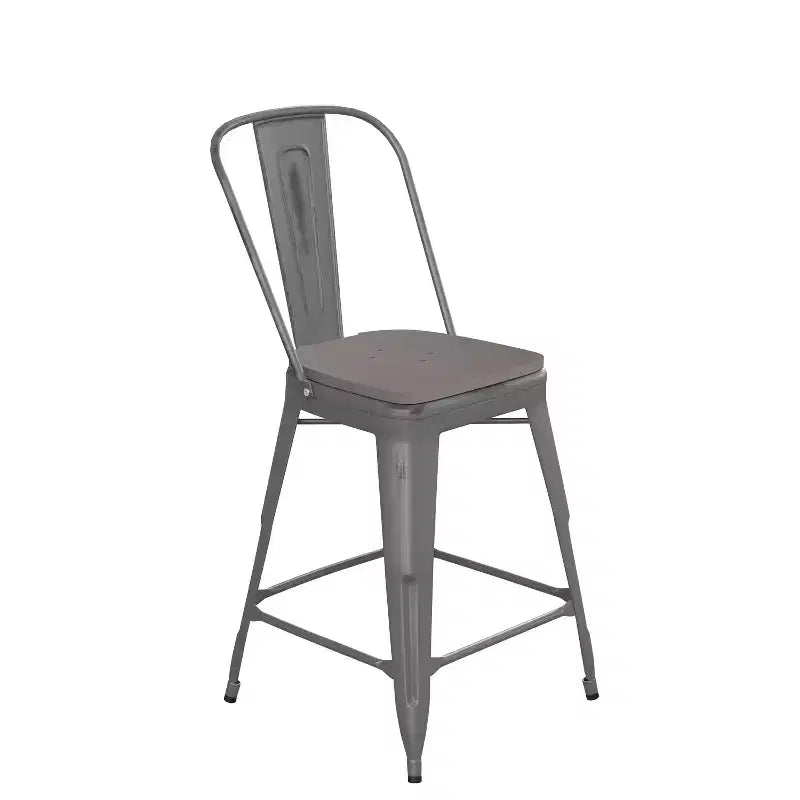 Tabouret de comptoir en métal laqué avec assise en polyrésine, 2 coloris, 1 place