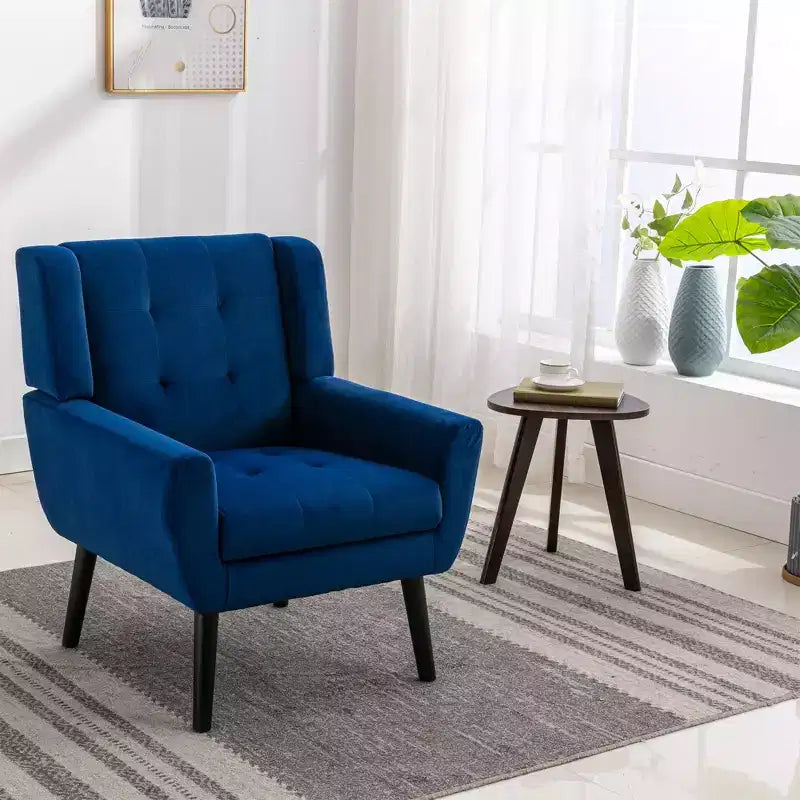 Fauteuil d'appoint capitonné multicolore avec pieds en bois, une place