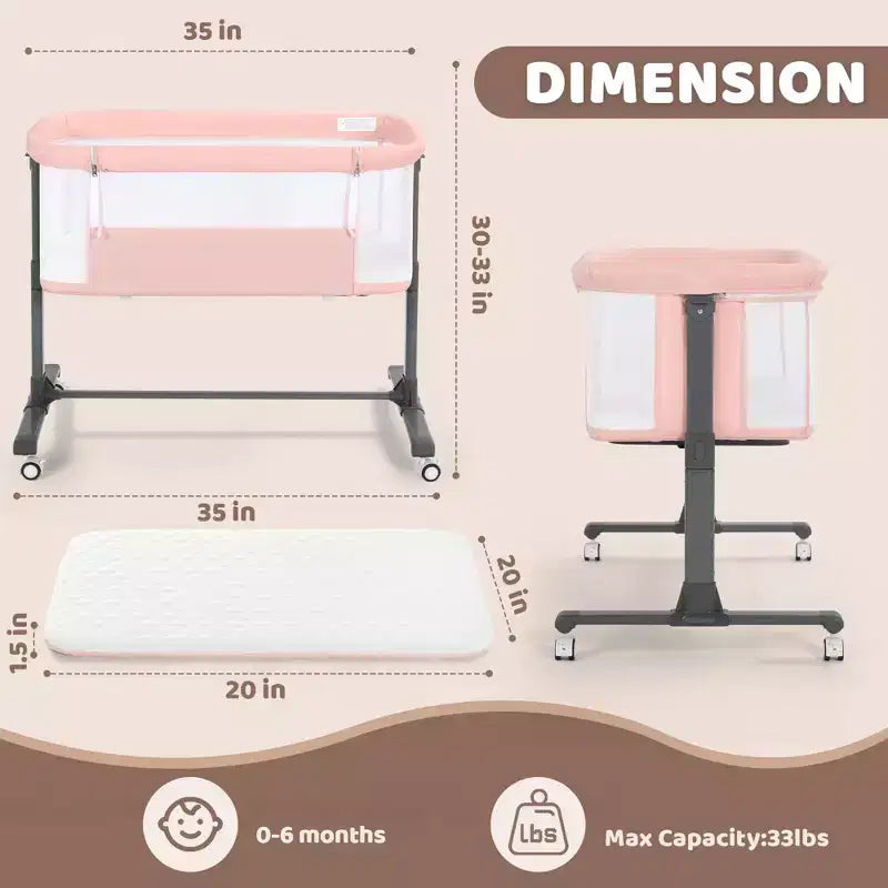 Moïse Bébé sur Roues – Beige / Gris / Rose, Cododo, pour 1 Bébé