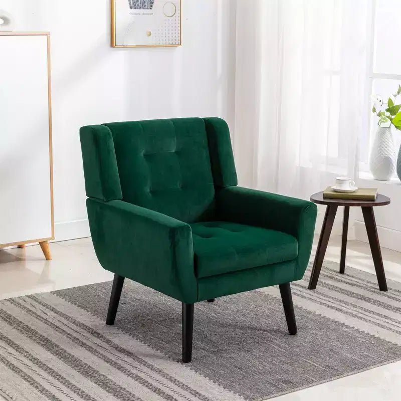 Fauteuil d'appoint capitonné multicolore avec pieds en bois, une place