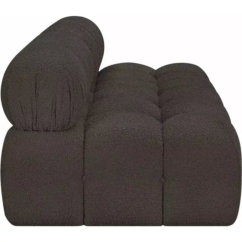 Modułowa sofa z tkaniny boucle w kolorach czarnym / brązowym / kremowym / szarym, 1-osobowa