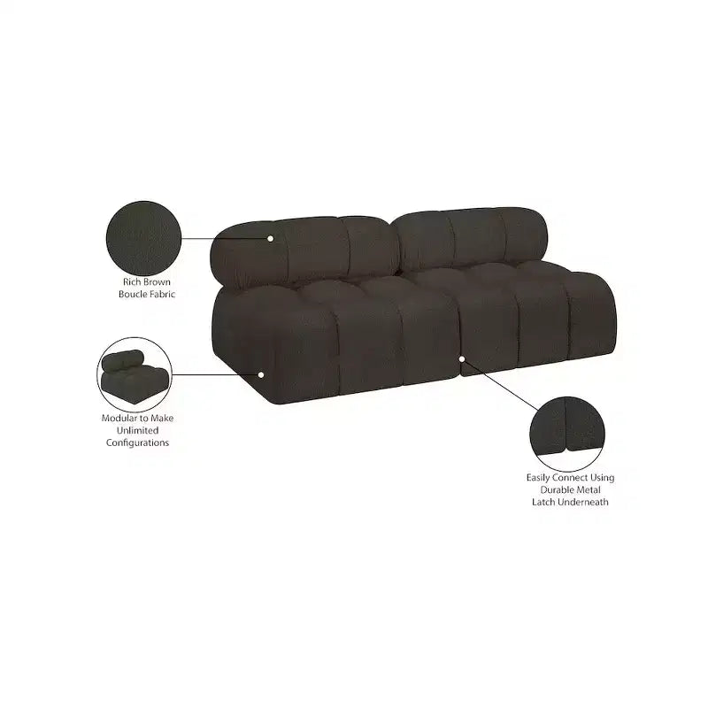 Modułowa sofa z tkaniny boucle w kolorach czarnym / brązowym / kremowym / szarym, 1-osobowa
