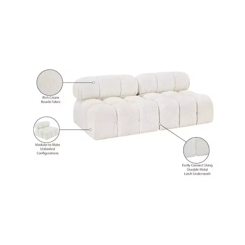Modułowa sofa z tkaniny boucle w kolorach czarnym / brązowym / kremowym / szarym, 1-osobowa