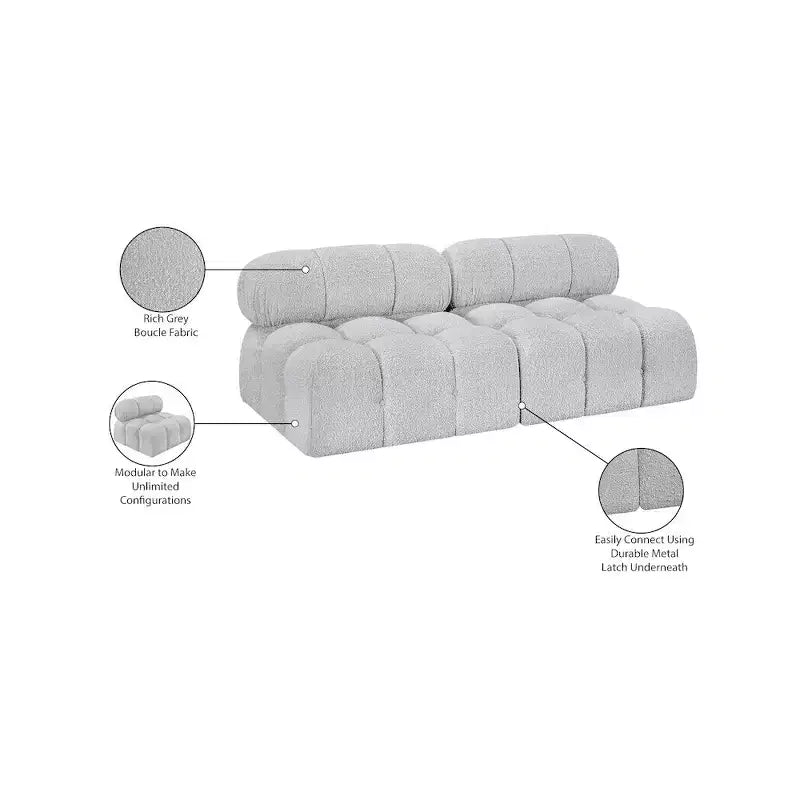 Modułowa sofa z tkaniny boucle w kolorach czarnym / brązowym / kremowym / szarym, 1-osobowa