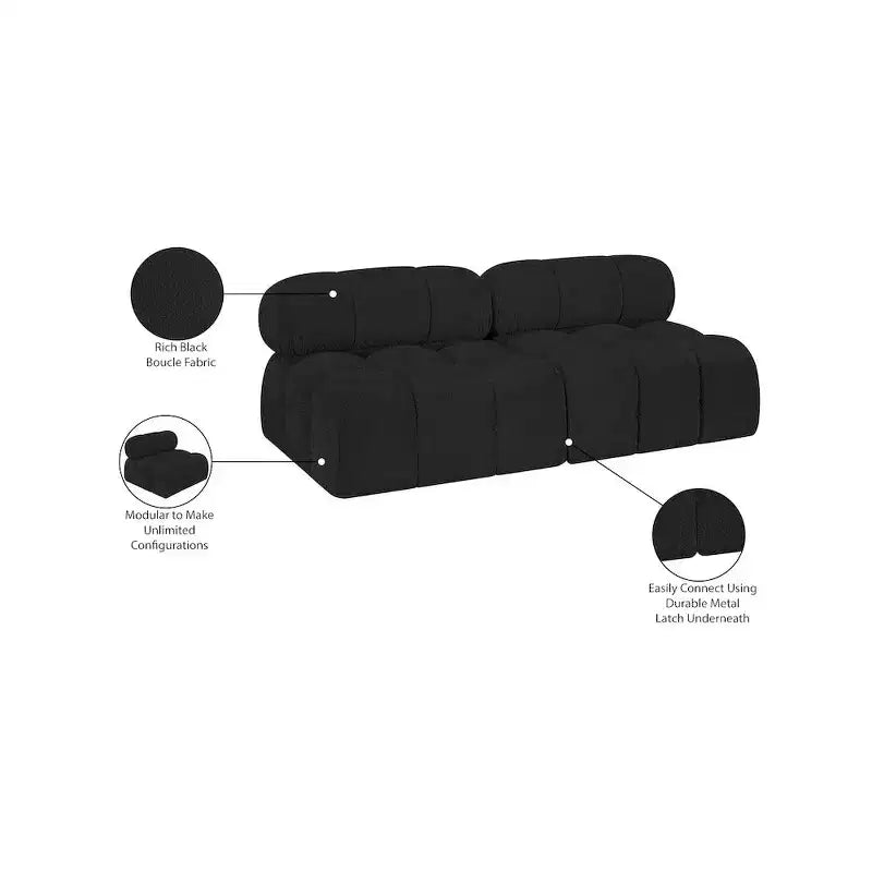 Modułowa sofa z tkaniny boucle w kolorach czarnym / brązowym / kremowym / szarym, 1-osobowa