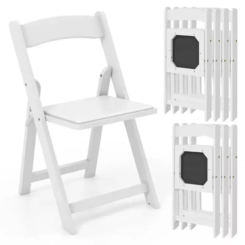 Składane krzesło do jadalni, czarno-białe, ze sztucznej skóry, zestaw 4 szt.