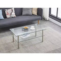 2-Tier Modern Coffee Table with Storage Shelf, Space-Saving Design for Living Room