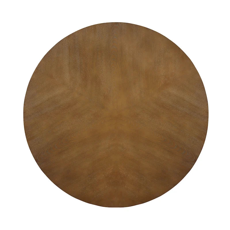 Table basse ronde en bois de style ferme avec 4 pieds en bois massif