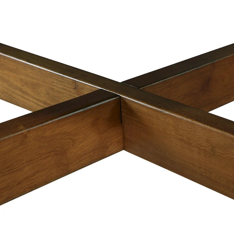 Table basse ronde en bois de style ferme avec 4 pieds en bois massif