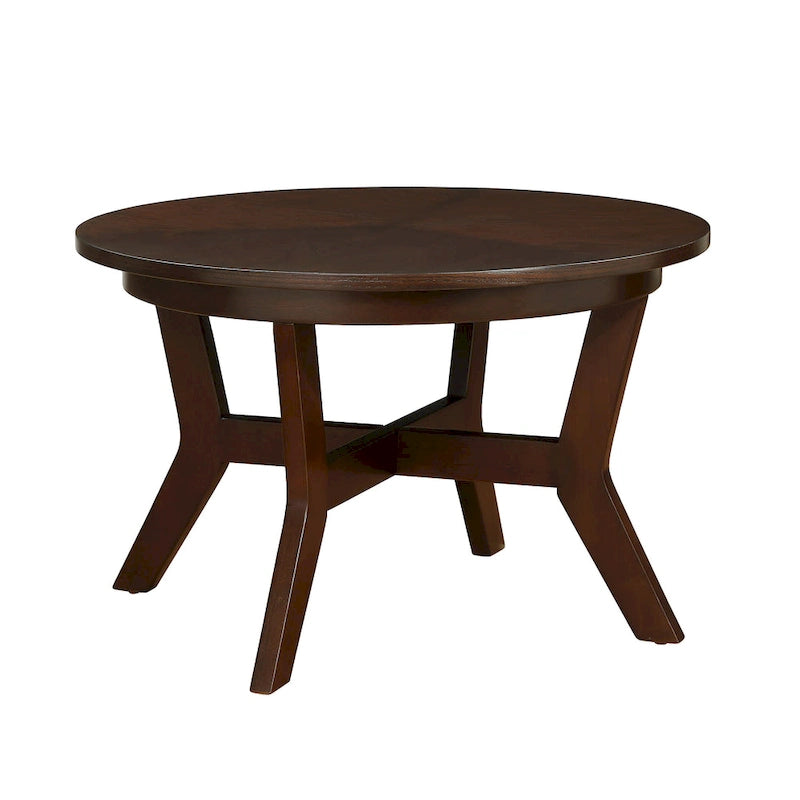 Table basse ronde en bois de style ferme avec 4 pieds en bois massif