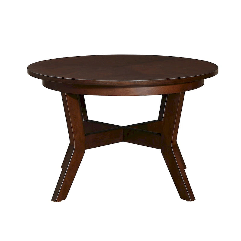 Table basse ronde en bois de style ferme avec 4 pieds en bois massif