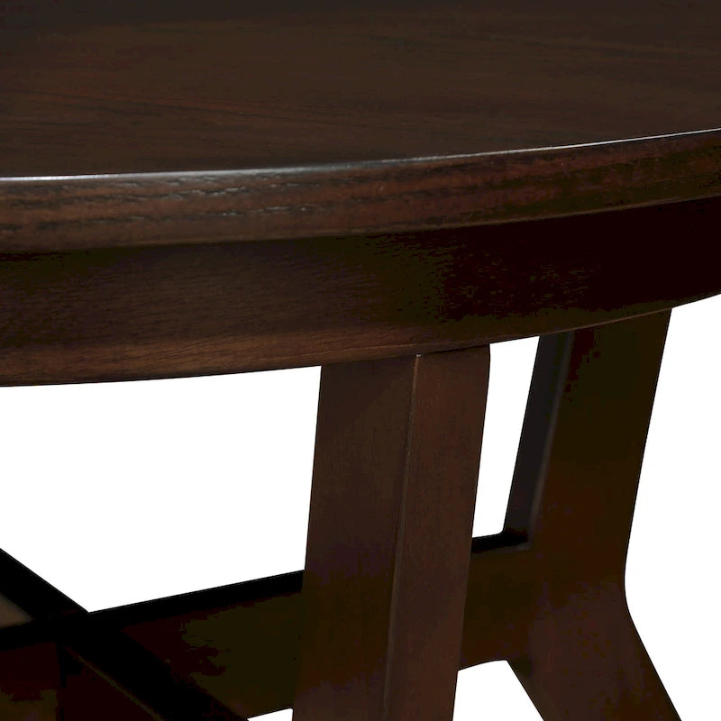 Table basse ronde en bois de style ferme avec 4 pieds en bois massif