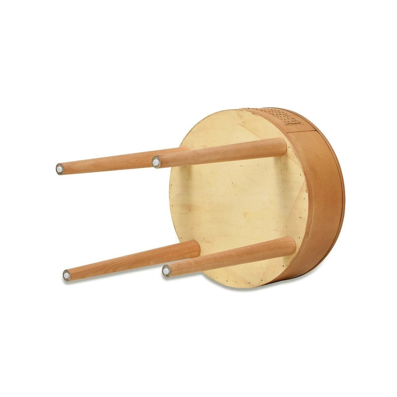 Table d'appoint de rangement ronde en rotin Cabana 18, bois de chêne marron naturel