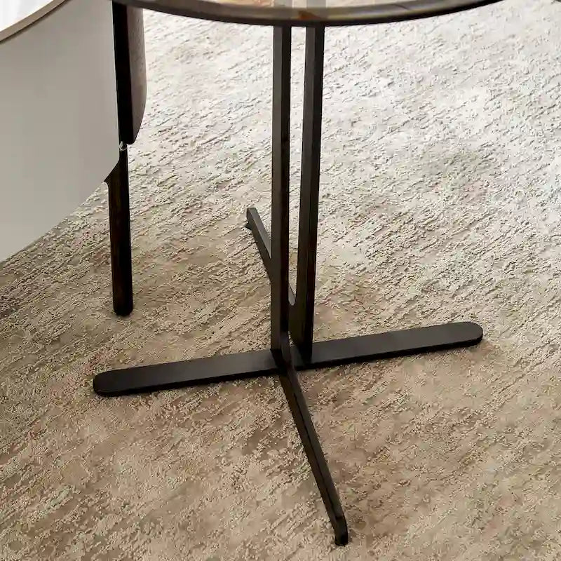 Table d'appoint avec plateau en verre Table d'appoint/de boisson – Table de nuit en métal ronde, moderne et haute