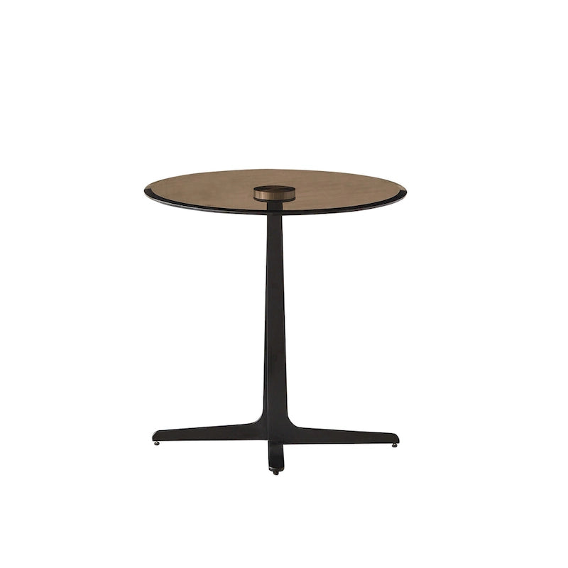 Table d'appoint avec plateau en verre Table d'appoint/de boisson – Table de nuit en métal ronde, moderne et haute