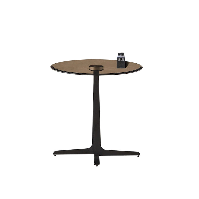 Table d'appoint avec plateau en verre Table d'appoint/de boisson – Table de nuit en métal ronde, moderne et haute