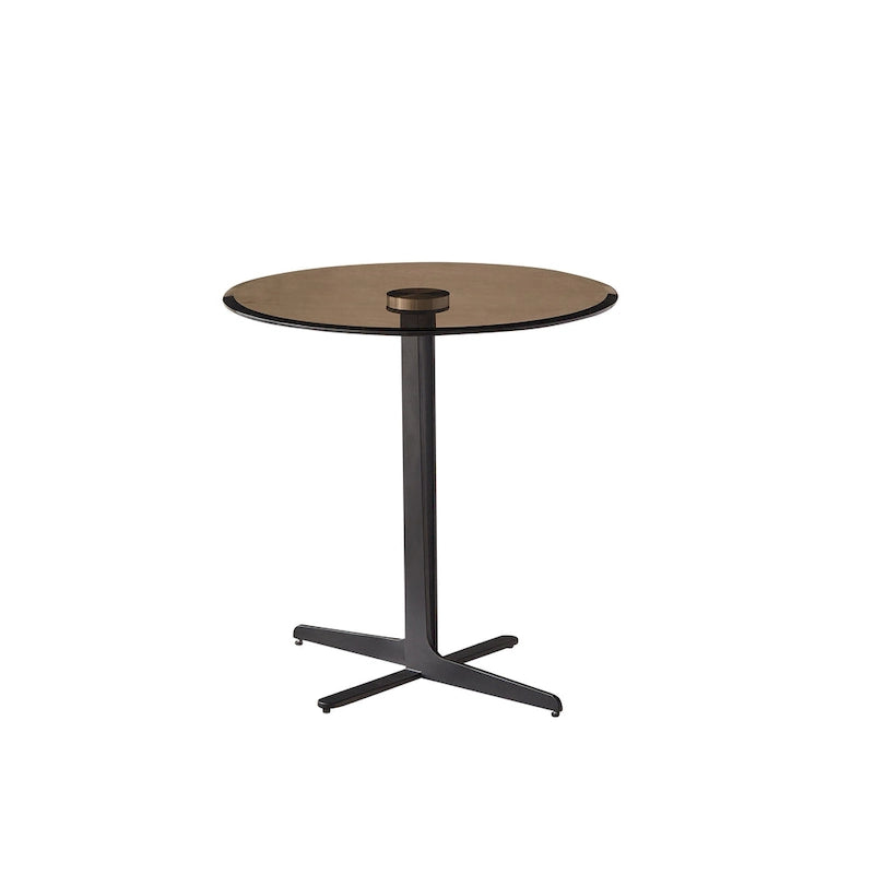 Table d'appoint avec plateau en verre Table d'appoint/de boisson – Table de nuit en métal ronde, moderne et haute