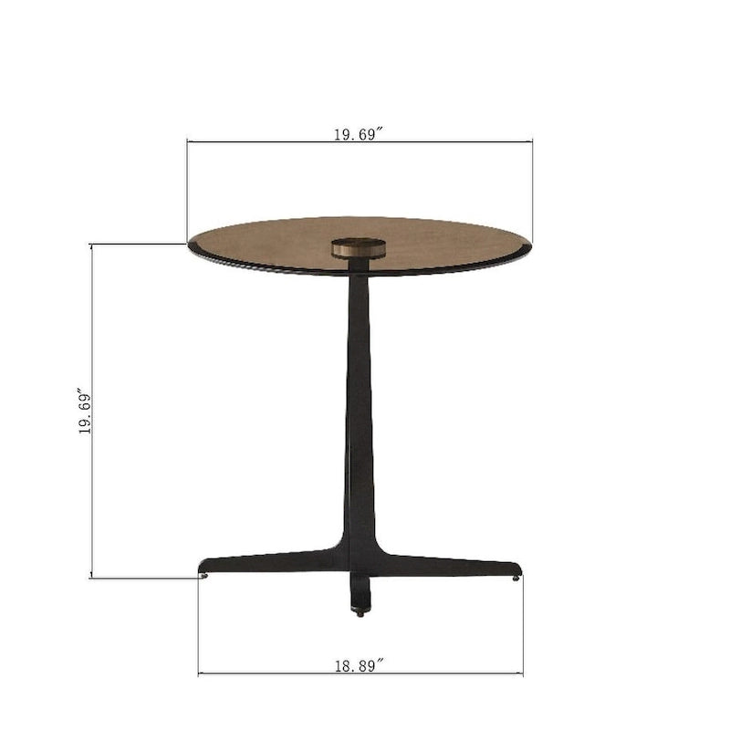 Table d'appoint avec plateau en verre Table d'appoint/de boisson – Table de nuit en métal ronde, moderne et haute