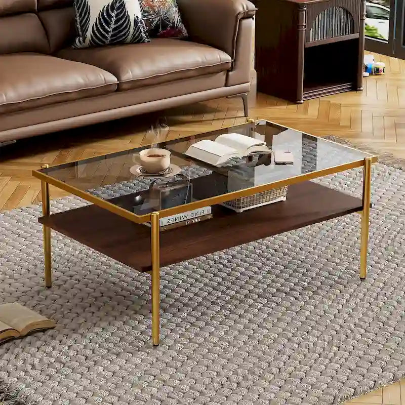 Ensemble de 3 tables basses et tables d'appoint, Table en verre trempé avec couche en MDF, Tables modernes pour salon, Verre gris