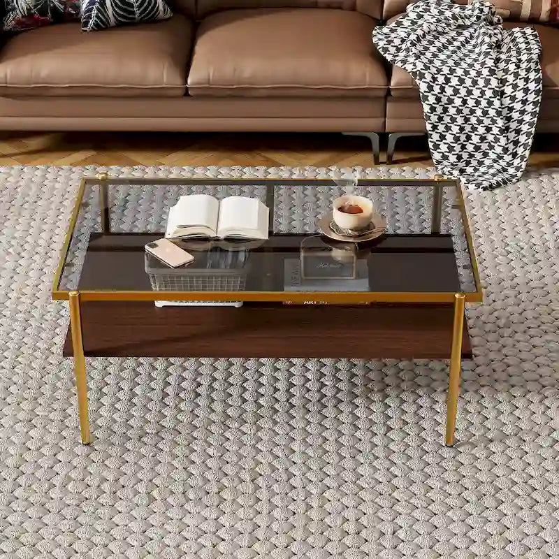 Ensemble de 3 tables basses et tables d'appoint, Table en verre trempé avec couche en MDF, Tables modernes pour salon, Verre gris