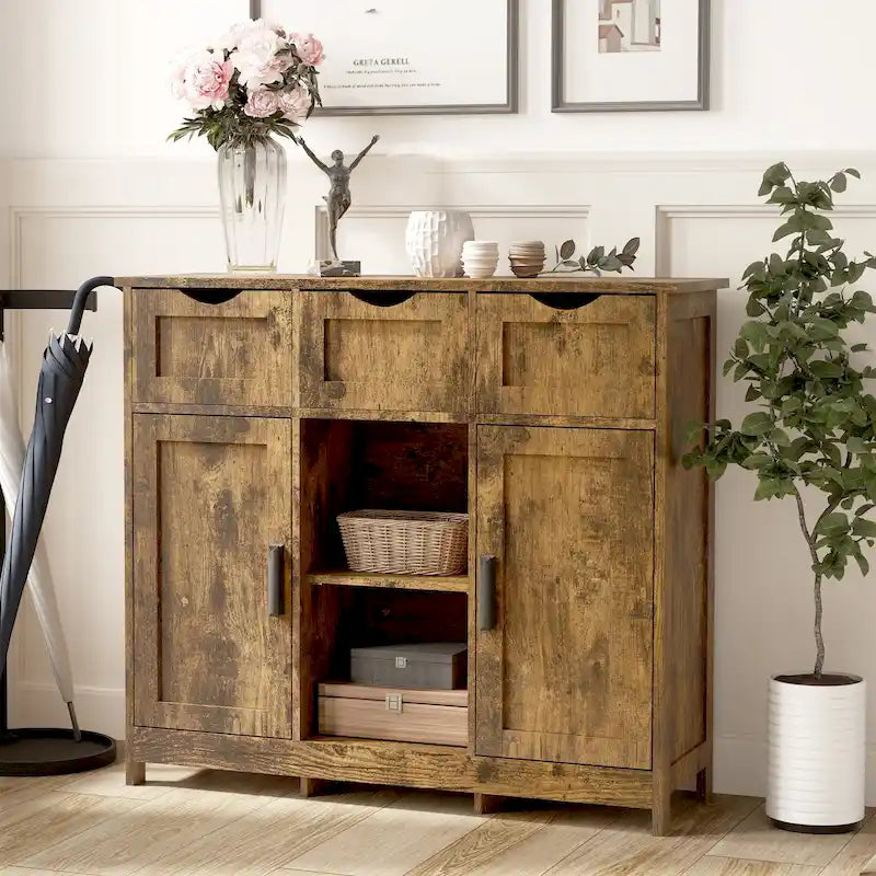 Meubles de rangement, Meuble bas en bois, avec tiroirs et étagères
