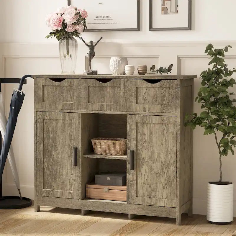 Meubles de rangement, Meuble bas en bois, avec tiroirs et étagères
