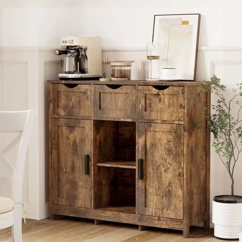 Meubles de rangement, Meuble bas en bois, avec tiroirs et étagères