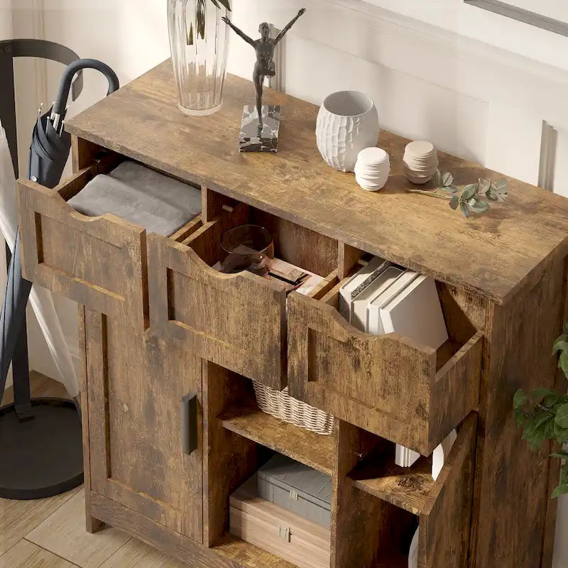 Meubles de rangement, Meuble bas en bois, avec tiroirs et étagères