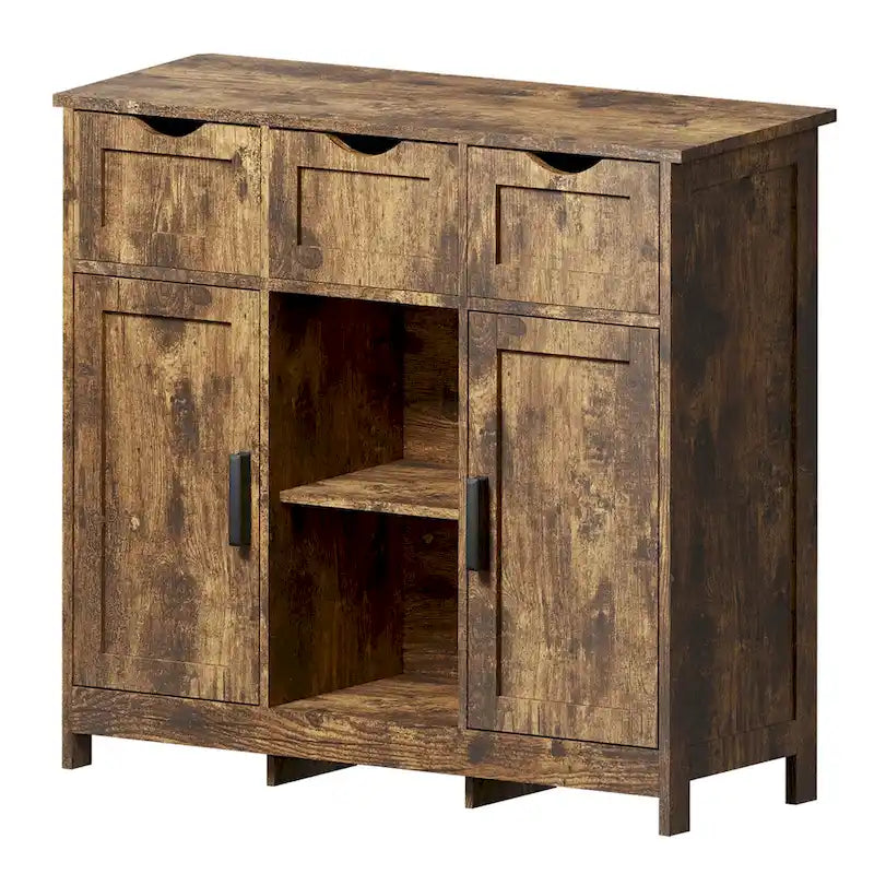 Meubles de rangement, Meuble bas en bois, avec tiroirs et étagères