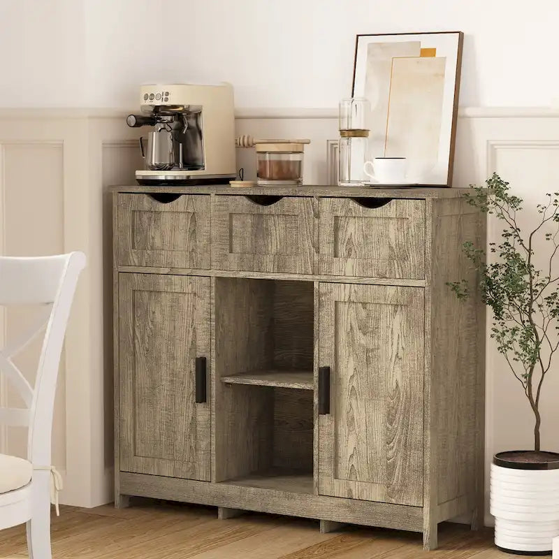 Meubles de rangement, Meuble bas en bois, avec tiroirs et étagères