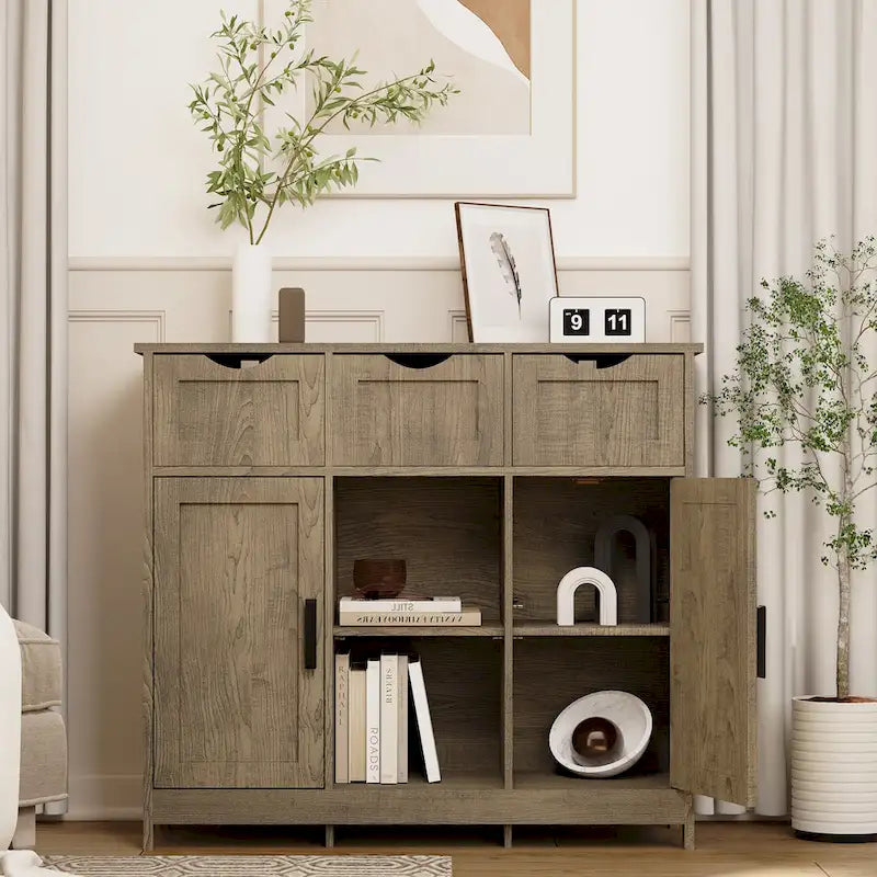 Meubles de rangement, Meuble bas en bois, avec tiroirs et étagères