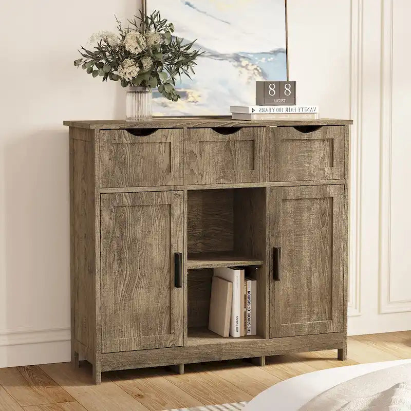 Meubles de rangement, Meuble bas en bois, avec tiroirs et étagères
