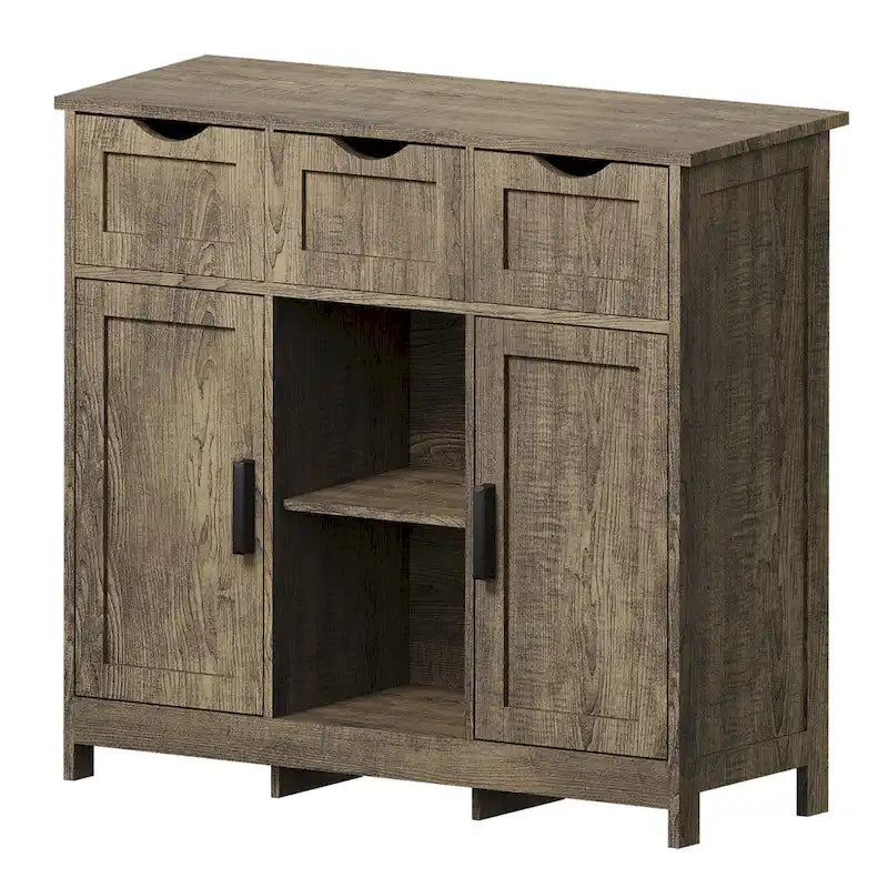 Meubles de rangement, Meuble bas en bois, avec tiroirs et étagères