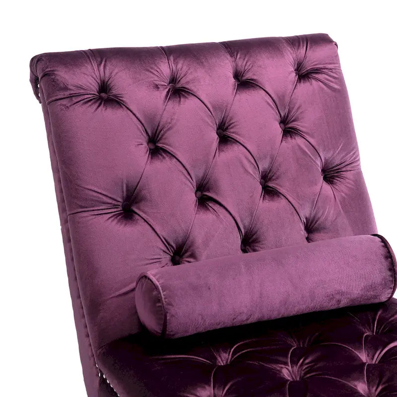 Chaise longue capitonnée violette 63.98 avec oreiller et pieds en acrylique