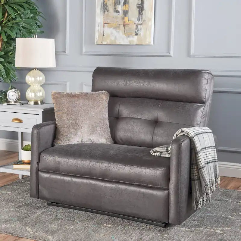 Fauteuil inclinable contemporain moderne (deux places), Causeuse en tissu avec coussins moelleux