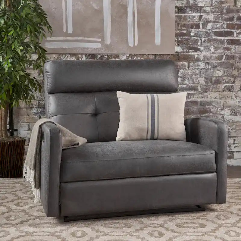 Fauteuil inclinable contemporain moderne (deux places), Causeuse en tissu avec coussins moelleux