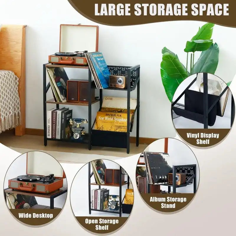 Étagère à disques vinyles à 3 niveaux – 75,4 x 32 x 72,1 cm