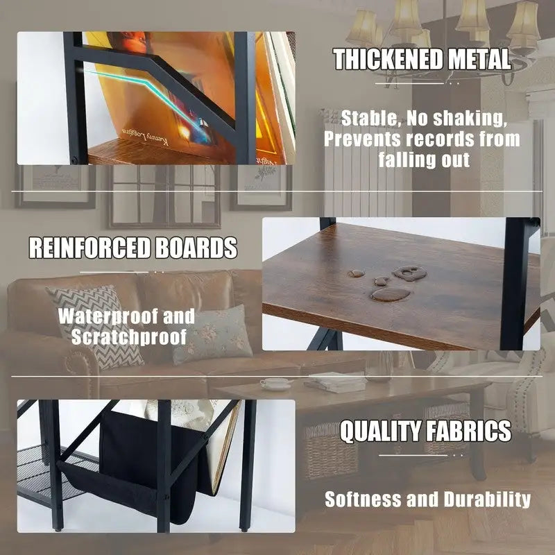 Étagère à disques vinyles à 3 niveaux – 75,4 x 32 x 72,1 cm