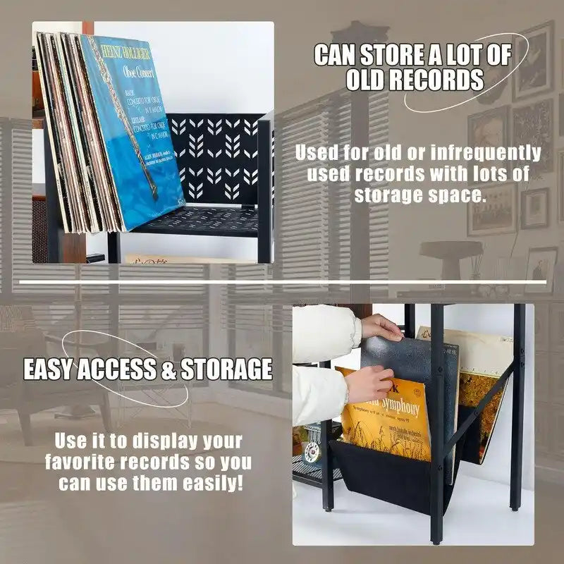 Étagère à disques vinyles à 3 niveaux – 75,4 x 32 x 72,1 cm
