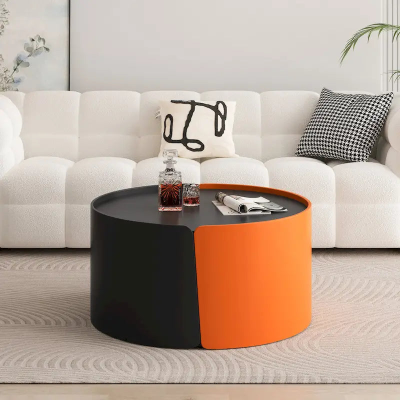 Tables basses gigognes, tables gigognes rondes et tables d'appoint pour petits espaces, tables d'appoint modernes avec plateau coulissant extensible