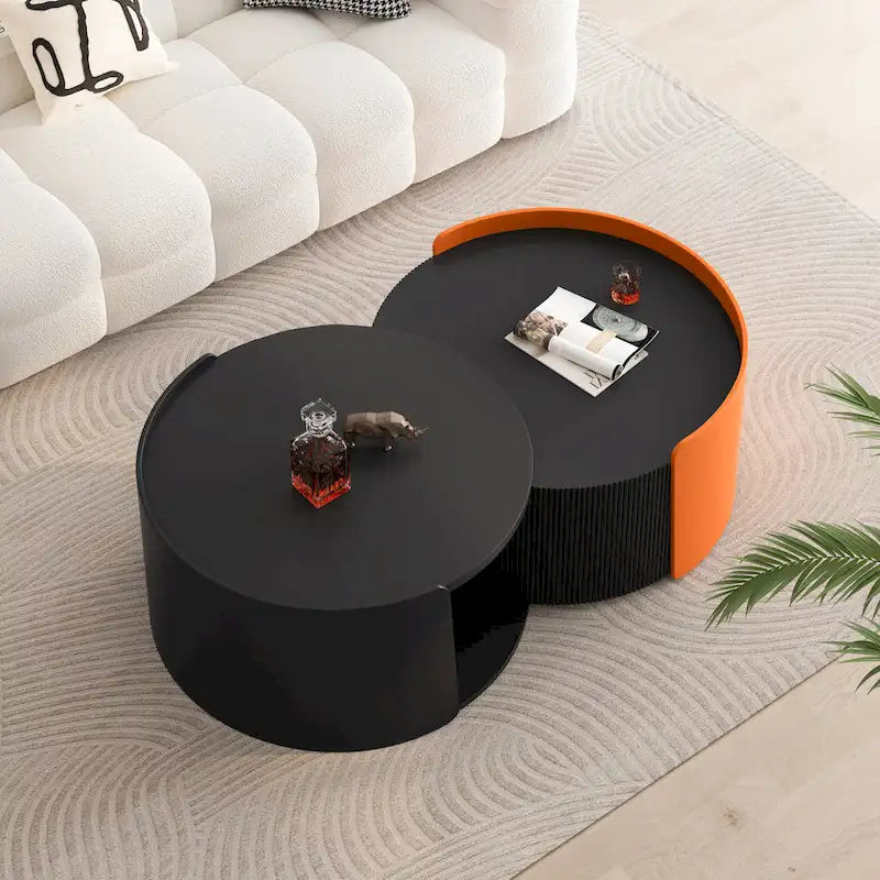 Tables basses gigognes, tables gigognes rondes et tables d'appoint pour petits espaces, tables d'appoint modernes avec plateau coulissant extensible