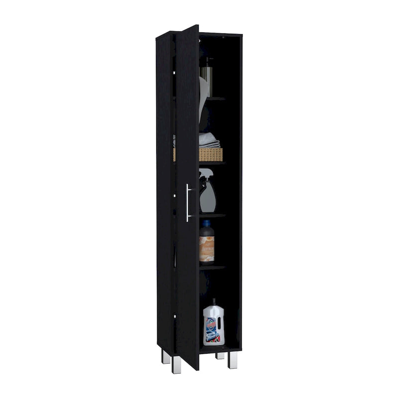 Armoire de rangement haute de 178 cm, placard à balais avec supports à balais et quatre étagères