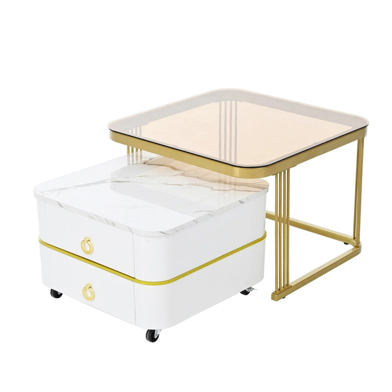 Table basse gigogne avec roulettes