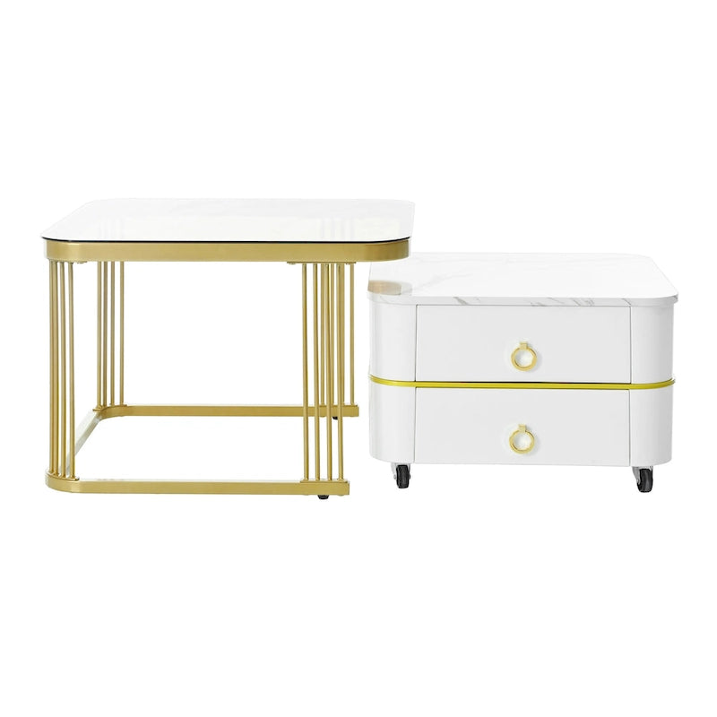 Table basse gigogne avec roulettes