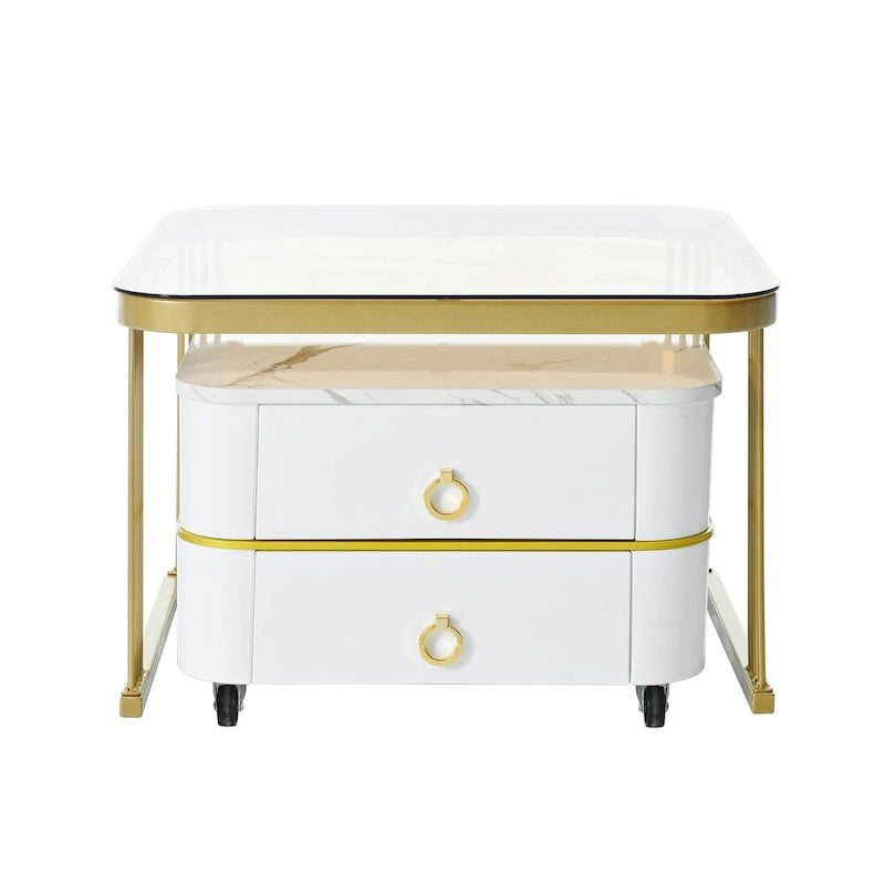 Table basse gigogne avec roulettes