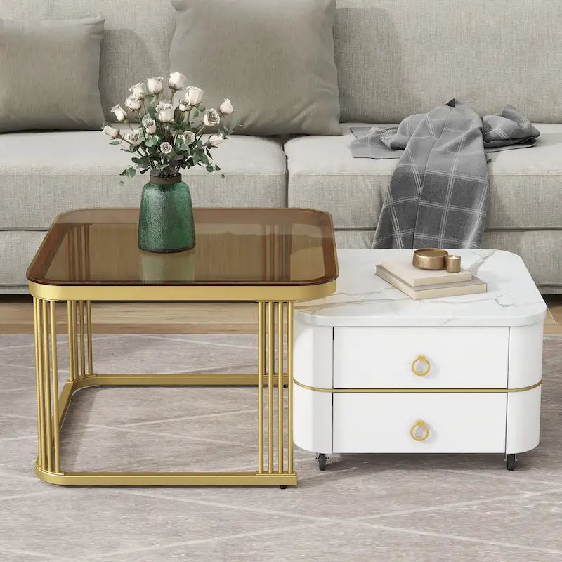 Table basse gigogne avec roulettes